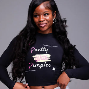 Pretty With Pimples - Long Sleeve Crop Top