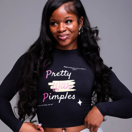 Pretty With Pimples - Long Sleeve Crop Top