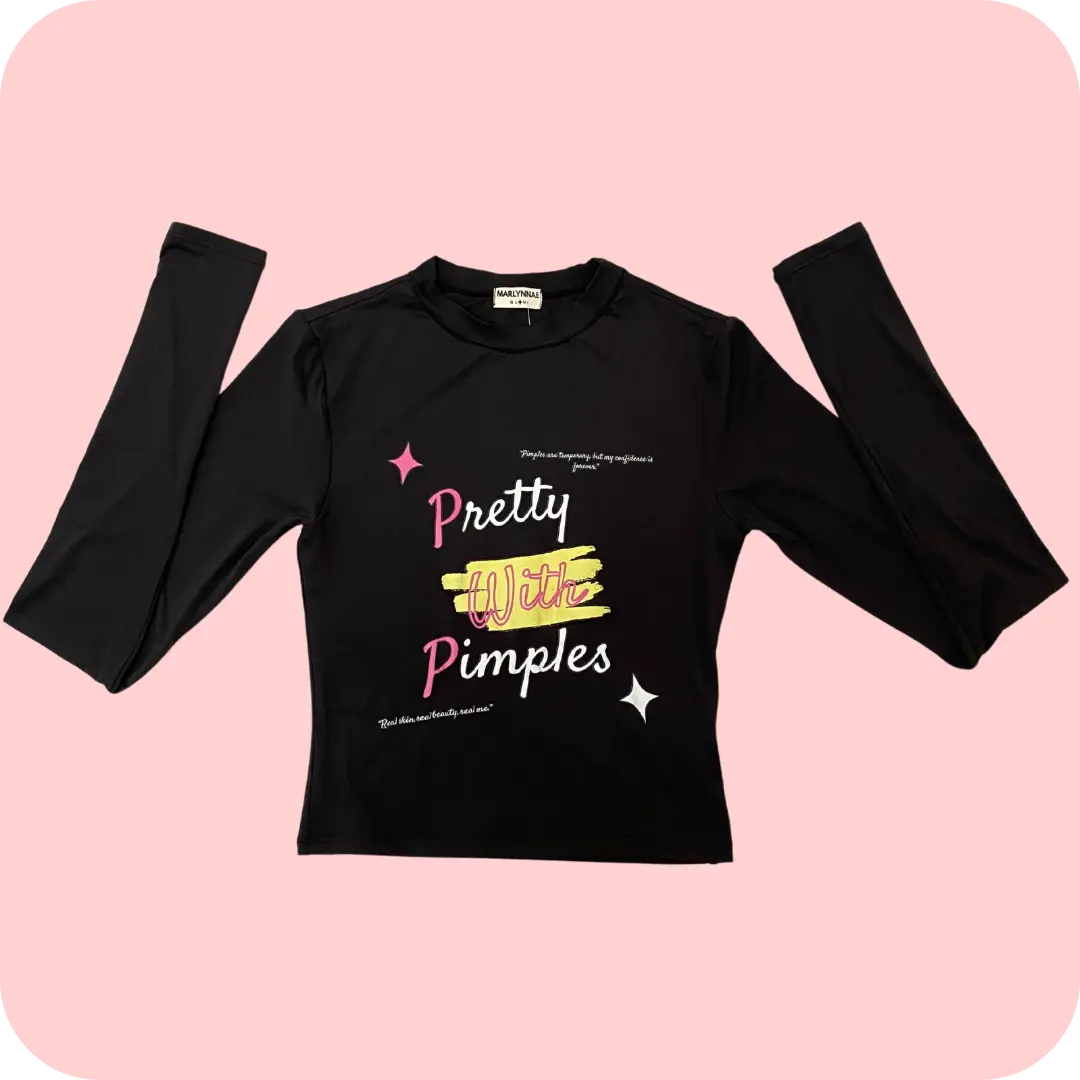 Pretty With Pimples - Long Sleeve Crop Top